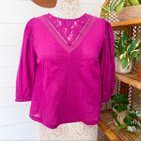 NWT Farm Rio Kelsie Peasant Blouse Purple Anthro - Picture 13 of 14